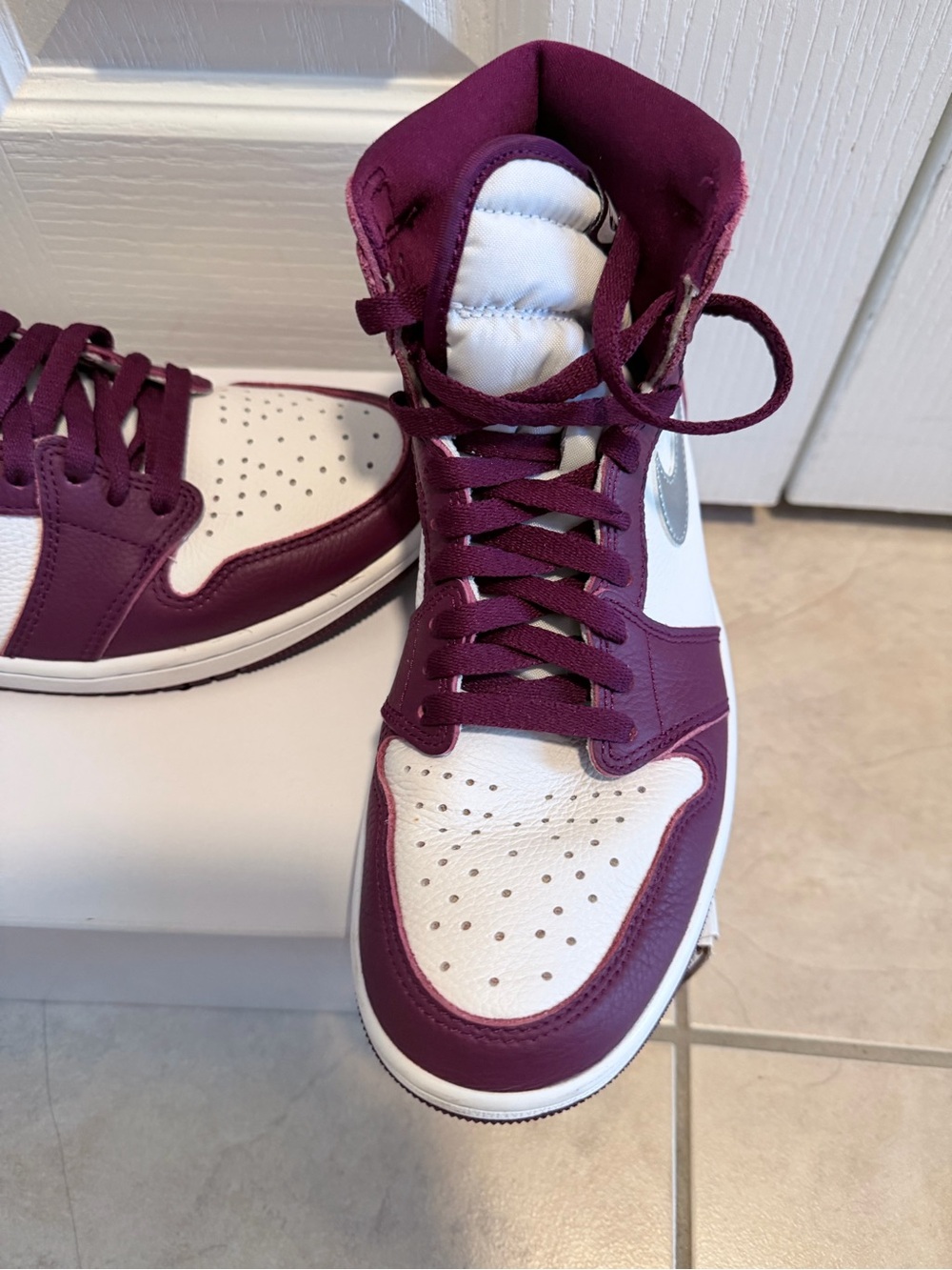 Jordan High-Top Sneakers in White and Berry